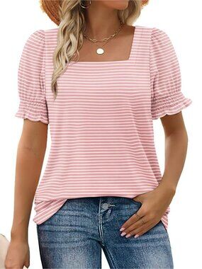 Ruffle Trim Square Neck Summer Tee